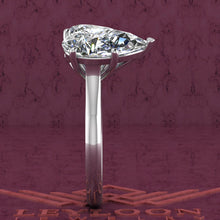 Load image into Gallery viewer, 4 Carat Heart Cut &amp; 4 Carat Pear Cut Two-Stone Basket D Color Moissanite Ring