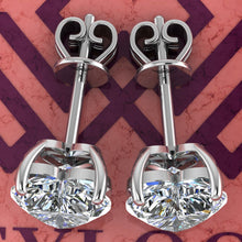 Load image into Gallery viewer, 4 CT x2 Heart Cut Stud D Color Basket Moissanite Earrings