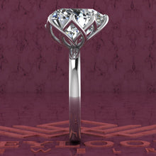 Load image into Gallery viewer, 6 Carat Heart Cut Tulip Set 7 Prong Solitaire Euro Shank D Color Moissanite Ring