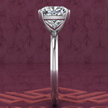 Load image into Gallery viewer, 3 Carat Square Cushion Cut 4 Prong Solitaire D Color Basket Moissanite Ring