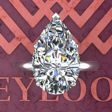 Load image into Gallery viewer, 7 Carat Pear Cut 5 Prong Solitaire Euro Shank D Color Basket Moissanite Ring