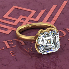 Load image into Gallery viewer, 5 Carat Asscher Cut Tulip Set 8 Prong Solitaire Euro Shank D Color Moissanite Ring