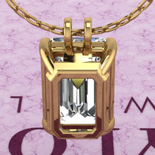 Load image into Gallery viewer, 8.5 CT Medium Emerald Cut Solitaire Basket Moissanite Necklace D Color