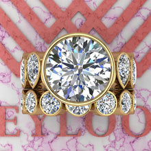 Load image into Gallery viewer, 15.4 CTW Round Cut Two-Piece Bridal D Color Bezel Moissanite Set