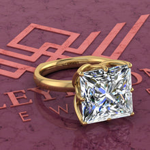 Load image into Gallery viewer, 7.25 Carat Princess Cut Tulip Set 8 Prong Solitaire Euro Shank D Color Moissanite Ring