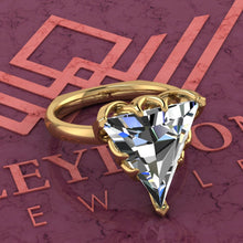 Load image into Gallery viewer, 6 Carat Triangle Cut Tulip Set 9 Prong Solitaire Euro Shank D Color Moissanite Ring