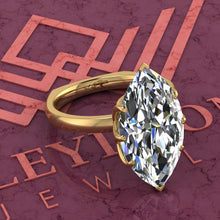Load image into Gallery viewer, 5.25 Carat Marquise Cut Tulip Set 8 Prong Solitaire Euro Shank D Color Moissanite Ring