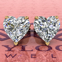 Load image into Gallery viewer, 4 CT x2 Heart Cut Stud D Color Basket Moissanite Earrings
