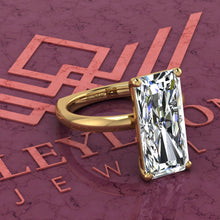 Load image into Gallery viewer, 5 Carat Elongated Radiant Cut 4 Prong Solitaire Euro Shank D Color Basket Moissanite Ring