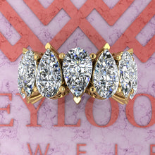 Load image into Gallery viewer, 21 CTW Pear Cut Eternity Bands D Color Basket Moissanite Ring