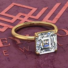 Load image into Gallery viewer, 3 Carat Asscher Cut 4 Prong Solitaire D Color Basket Moissanite Ring