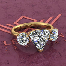 Load image into Gallery viewer, 4.2 CTW Trilliant Cut Three-Stone D Color Basket Moissanite Ring