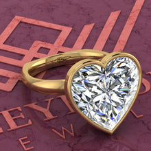 Load image into Gallery viewer, 8 Carat Heart Cut Bezel Euro Shank Solitaire D Color Moissanite Ring