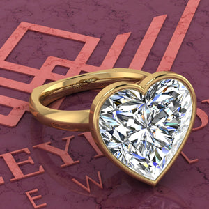 8 Carat Heart Cut Bezel Euro Shank Solitaire D Color Moissanite Ring