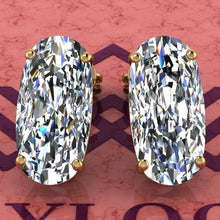 Load image into Gallery viewer, 7 CT x2 Elongated Cushion Cut Stud Basket Moissanite Earring