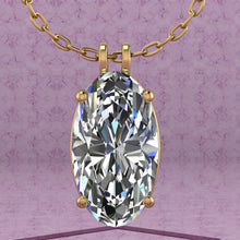 Load image into Gallery viewer, 12 CT Elongated Oval Cut Solitaire Basket Moissanite Necklace D Color