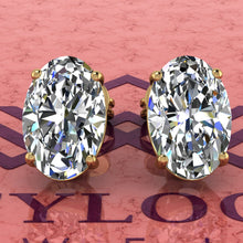 Load image into Gallery viewer, 4.5 CT x2 Medium Oval Cut Stud D Color Basket Moissanite Earrings