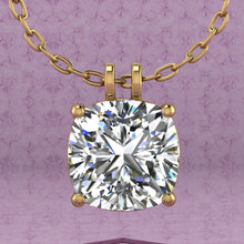 Load image into Gallery viewer, 6.5 CT Square Cushion Cut Solitaire Basket Moissanite Necklace D Color
