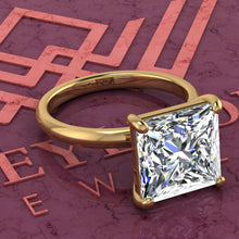 Load image into Gallery viewer, 5 Carat Princess Cut 4 Prong Solitaire D Color Basket Moissanite Ring