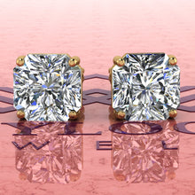 Load image into Gallery viewer, 2.5 CT x2 Square Radiant Cut Stud D Color Basket Moissanite Earrings