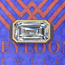 Load image into Gallery viewer, 10 CT Elongated Emerald Cut Bazel Man&#39;s Moissanite Engagement Ring D Color