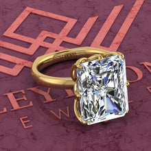 Load image into Gallery viewer, 9 Carat Medium Radiant Cut 9 Prong Solitaire Tulip Euro Shank D Color Moissanite Ring
