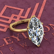 Load image into Gallery viewer, 5 Carat Marquise Cut 6 Prongs Solitaire Euro Shank D Color Basket Moissanite Ring