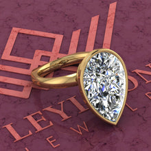 Load image into Gallery viewer, 7.5 Carat Pear Cut Bezel Euro Shank Solitaire D Color Moissanite Ring