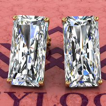 Load image into Gallery viewer, 9 CT x2 Elongated Radiant Cut Stud D Color Basket Moissanite Earrings