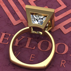 8.5 Carat Princess Cut Bezel Euro Shank Solitaire D Color Moissanite Ring