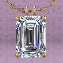 Load image into Gallery viewer, 8.5 CT Medium Emerald Cut Solitaire Basket Moissanite Necklace D Color