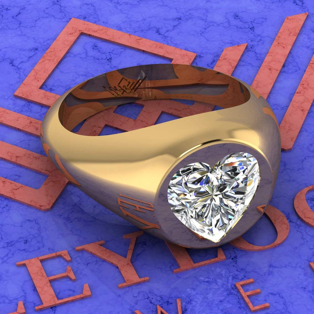 3 CT Heart Cut Bezel Unisex Moissanite Engagement Ring D Color