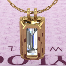 Load image into Gallery viewer, 12 CT Elongated Emerald Cut Solitaire Basket Moissanite Necklace D Color