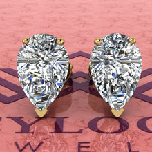 Load image into Gallery viewer, 4 CT x2 Pear Cut Stud D Color Basket Moissanite Earrings