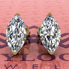 Load image into Gallery viewer, 3 CT x2 Marquise Cut Stud D Color Basket Moissanite Earrings