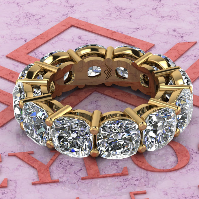 12 CTW Square Cushion Cut Eternity D Color Bands Basket Moissanite Ring