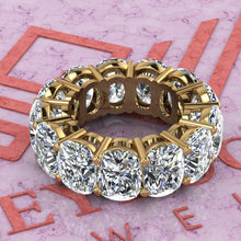 Load image into Gallery viewer, 26 CTW Medium Cushion Cut Eternity Bands D Color Basket Moissanite Ring