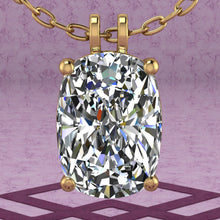 Load image into Gallery viewer, 8 CT Medium Cushion Cut Solitaire Basket Moissanite Necklace D Color