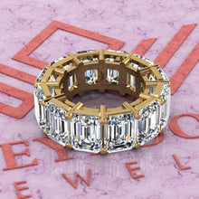 Load image into Gallery viewer, 24 CTW Medium Emerald Cut Eternity Bands D Color Basket Moissanite Ring