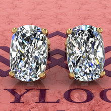 Load image into Gallery viewer, 5.5 CT x2 Medium Cushion Cut Stud D Color Basket Moissanite Earrings