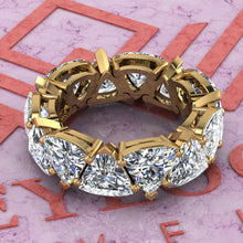 Load image into Gallery viewer, 12.6 CTW Trilliant Cut Eternity Bands D Color Basket Moissanite Ring