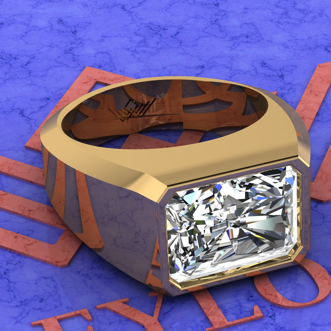 6.5 CT Medium Radiant Cut Bazel Man's Moissanite Engagement Ring D Color