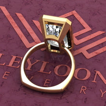 Load image into Gallery viewer, 13 Carat Elongated Radiant Cut Bezel Euro Shank Solitaire D Color Moissanite Ring