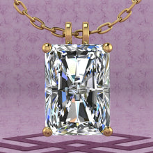 Load image into Gallery viewer, 9 CT Medium Radiant Cut Solitaire Basket Moissanite Necklace D Color