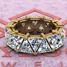 Load image into Gallery viewer, 15.2 CTW Triangle Cut Eternity Bands D Color Basket Moissanite Ring