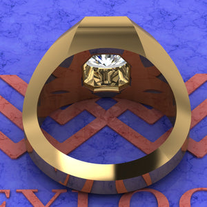 3.5 CT Square Radiant Cut Bazel Man's Moissanite Engagement Ring D Color